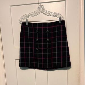 LOFT Black and Pink Plaid Mini Skirt